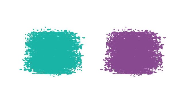 Animated moving turquoise and purple square brush stroke shape graphic. animation shape ideal for graphic design, presentations, business presentations, or as a digital backdrop.