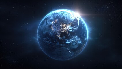 Obraz premium Earth, luminous, in space