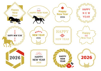 年賀状文字デザイン　文字あしらい 2026年 午年