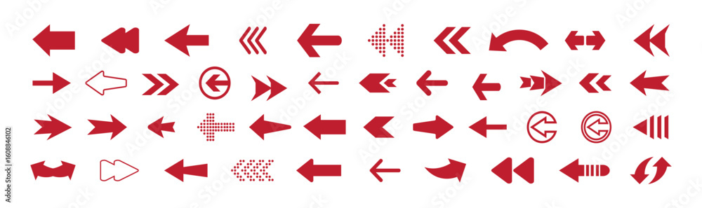 Poster arrow red icon symbol set. arrow sign for your web design stock vector. this is a vector design. you