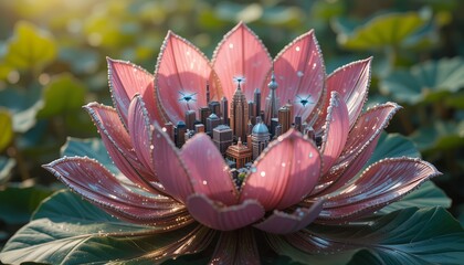 Neon Petal Metropolis - AI-Generated Cyber-Botanical Cityscape  