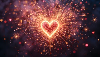 Ember Pulse - AI-Generated Radiant Heart for Love & Celebration Content  