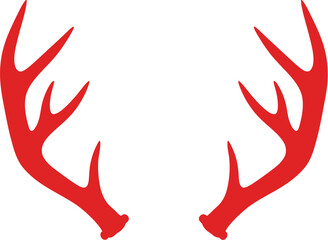 Red Deer Antlers Set on White Background