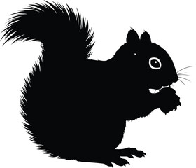 Cute Squirrel Eating Acorn Silhouette