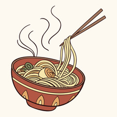 Warm Noodles with Sliced Meat and Vegetables