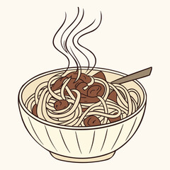 Warm Noodles with Sliced Meat and Vegetables