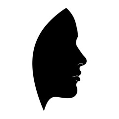 vector image of human face silhouette on white background