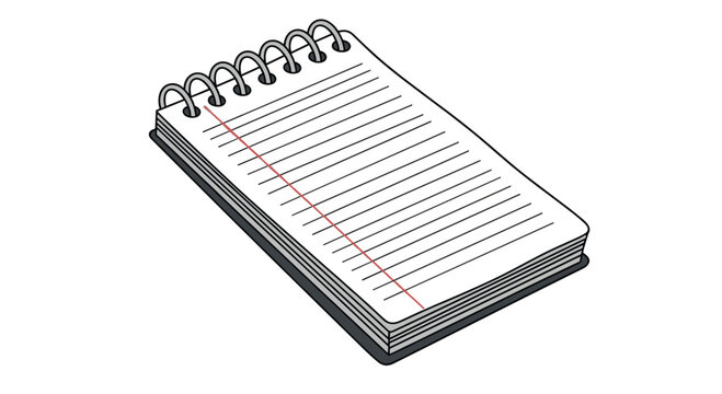 spiral notebook with red line and lined paper clip art preview