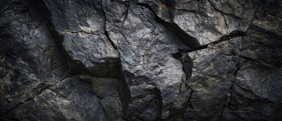 The textured surface of dark rocks showcasing natural geological formations.