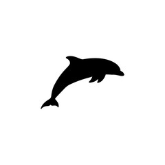 Fototapeta premium Dolphin Jumping silhouette vector flat illustration design.