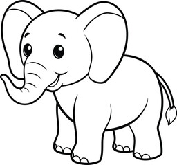 Fototapeta premium A cute cartoon elephant isolated on white background