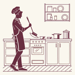 man cleaning kitchen