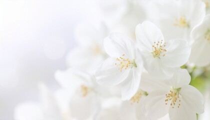 Fototapeta premium Delicate White Flowers with Soft Light and Minimal Background