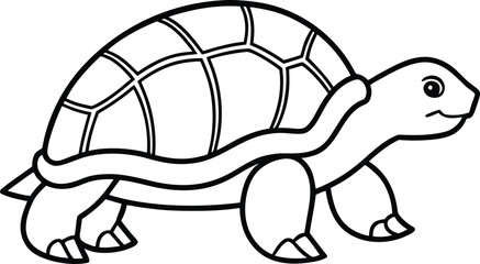 A turtle is walking isolated on white background in a drawing