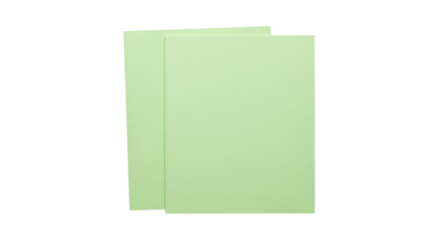 Two light green paper sheets stacked together isolated on transparent background
