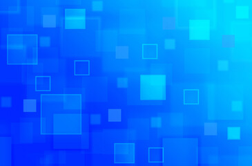 Abstract blue background with overlapping translucent squares and gradient effect