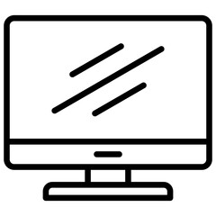 Desktop Monitor Outline Icon Design Vector - Flat screen desktop monitor symbolizing computer use or office work