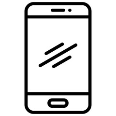 Smartphone Outline Icon Design Vector - Outline of a modern smartphone for mobile communication or app use
