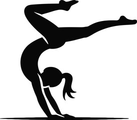Fototapeta premium Strong Female Gymnast Silhouette: Powerful, Elegant, Black and White Vector Illustration.