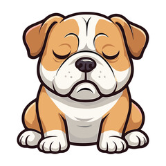 Cartoon dog sitting with closed eyes
