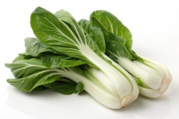 Fresh green bok choy vegetables isolated on white background