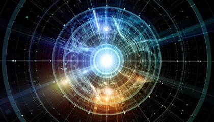 Explore a stunning vortex of light and technology in this modern, abstract design concept