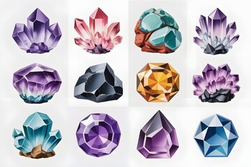 set of colorful diamond