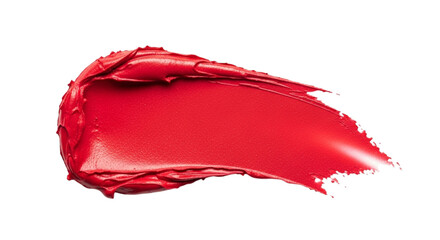 Vibrant red lipstick swatch texture isolated on transparent background