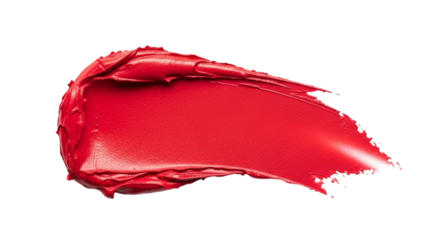 Vibrant red lipstick swatch texture isolated on transparent background