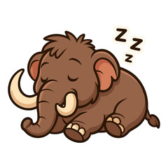 Cartoon lazy mammoth sleeping