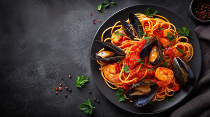 Seafood Spaghetti With Tomato Sauce