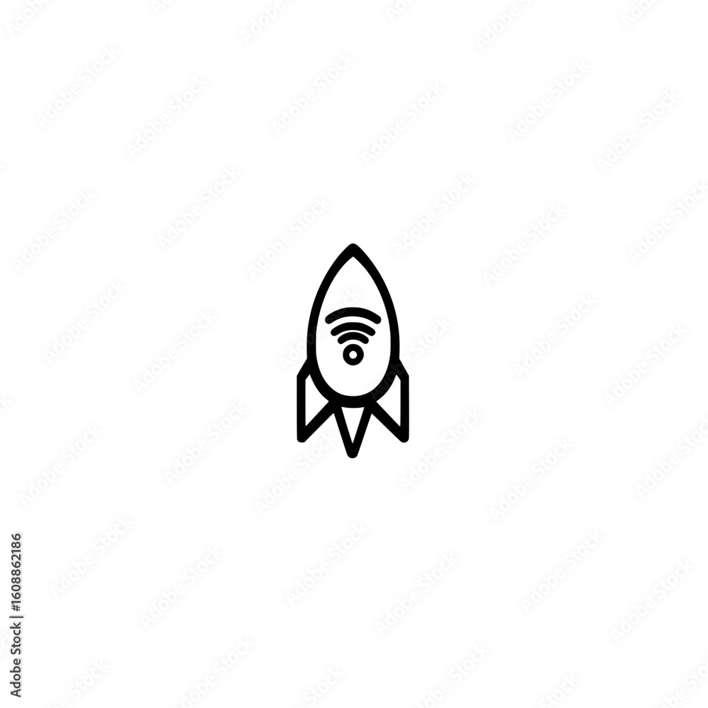 Poster vector rocket icon combined with wifi signal for digital communication technology or network progres