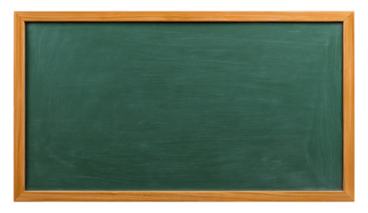 green chalkboard with frame isolated on transparent background