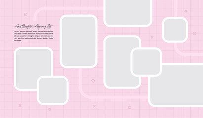 Pictures or photos frame collage, page grid layout abstract photo frames and digital photo wall template
