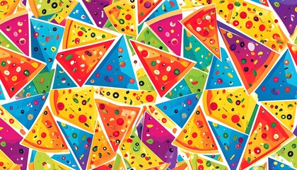 Colorful pizza slices pattern