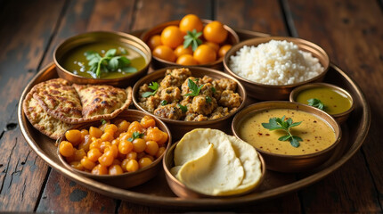 a traditional South Indian thali meal