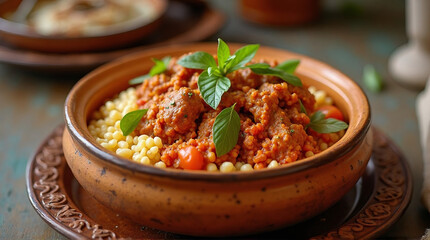 a Moroccan tagine served with couscous