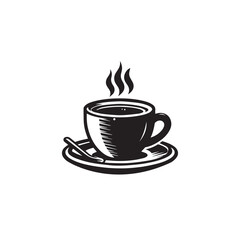 Obraz premium coffee cup silhouette black and white vector icon