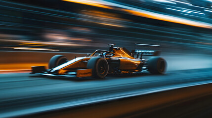 Illustration of a racing car with a horizontally blurred background. Illustration for a car racing banner background.