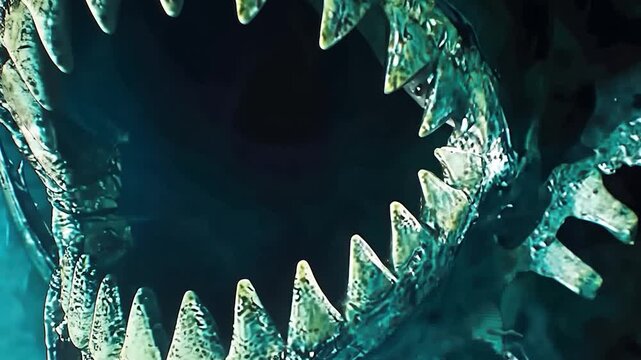 Close-up of a monstrous, sharp-toothed maw