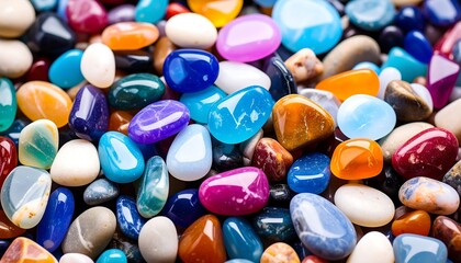 Colorful polished stones, close-up