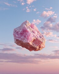 Pink rock floats in a pastel sky