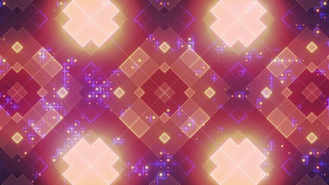 Dynamic Neon Colourful Glowing Sci fi Grid of geometric Shapes Animated Motion Background with Seamless looping Orange