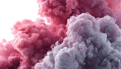 Abstract ink clouds in shades of pink and grey