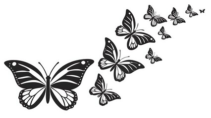 Fototapeta premium A graphic of butterflies are flying on a white background