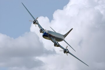 Vintage Propeller Airplane Flying Through Clouds | Classic Aviation Scene
