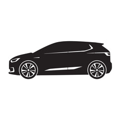 Modern electric car silhouette in black and white design for automotive branding and projects