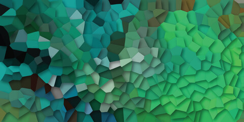 Abstract mosaic of green and teal geometric shapes with varied tones and shadow effects for digital design and backgrounds