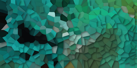 Abstract mosaic of shades of blue green and teal creates a geometric textured background illustration.