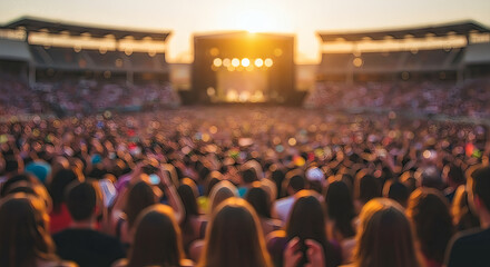 Large crowd at a music concert in a stadium.